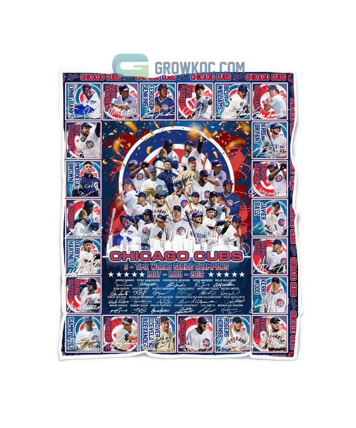 Chicago Cubs 3 Time World Series Champions Legends Fleece Blanket Quilt
