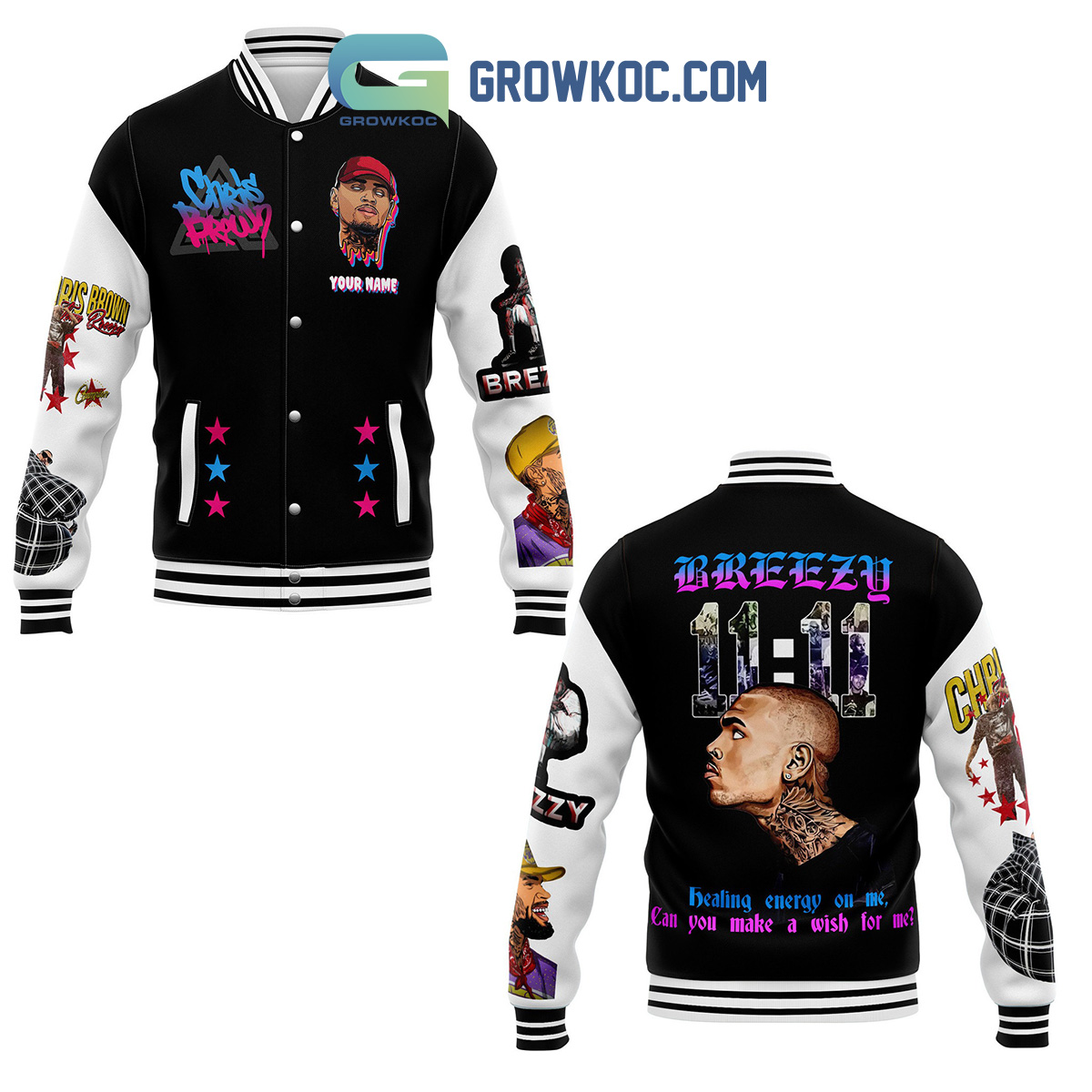 Chris Brown Healing Energy On Me Personalized Baseball Jacket2B1 ISxUe