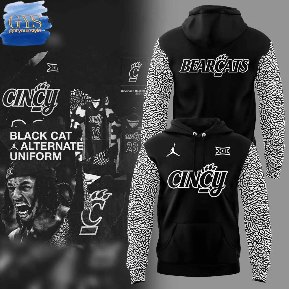 Cincinnati Basketball Black Cat Alternate Uniform Special New Edition Hoodie 1
