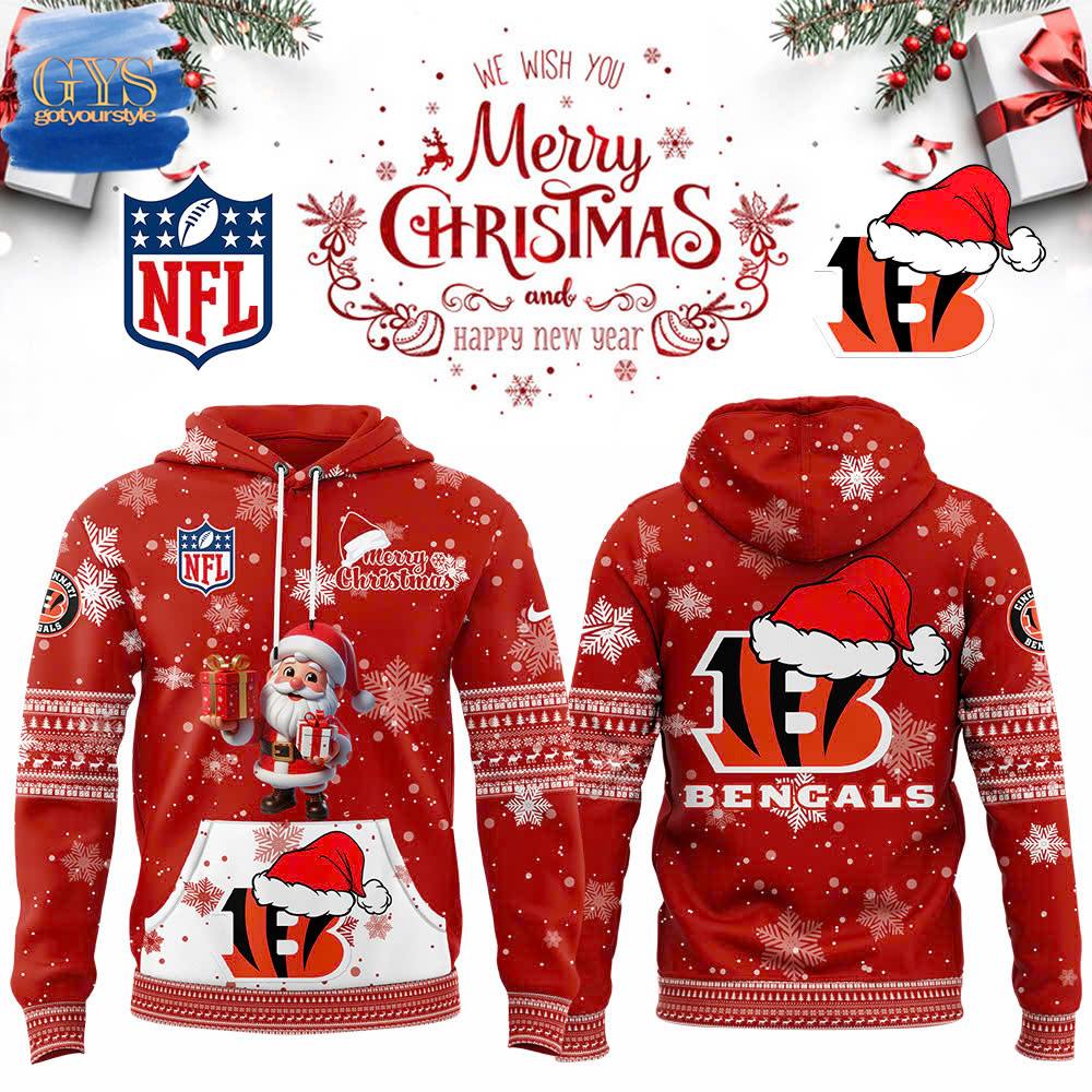 Cincinnati Bengals 2024 Merry Christmas Premium New Limited Pullover Hoodie 1