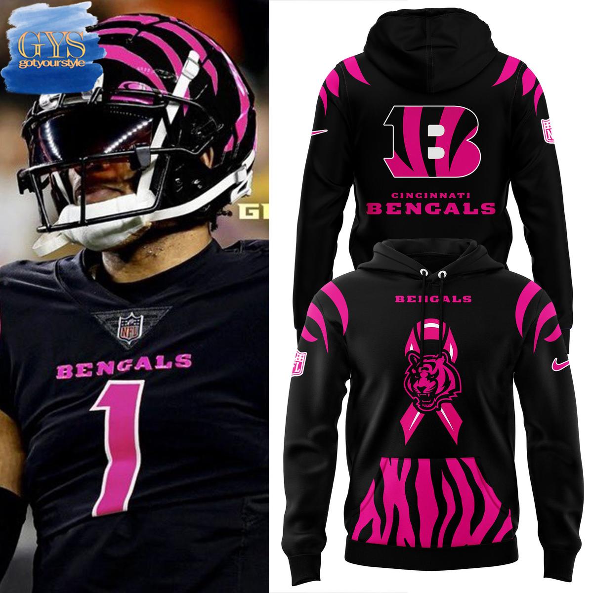 Cincinnati Bengals Breast Cancer Hoodie 2024 1