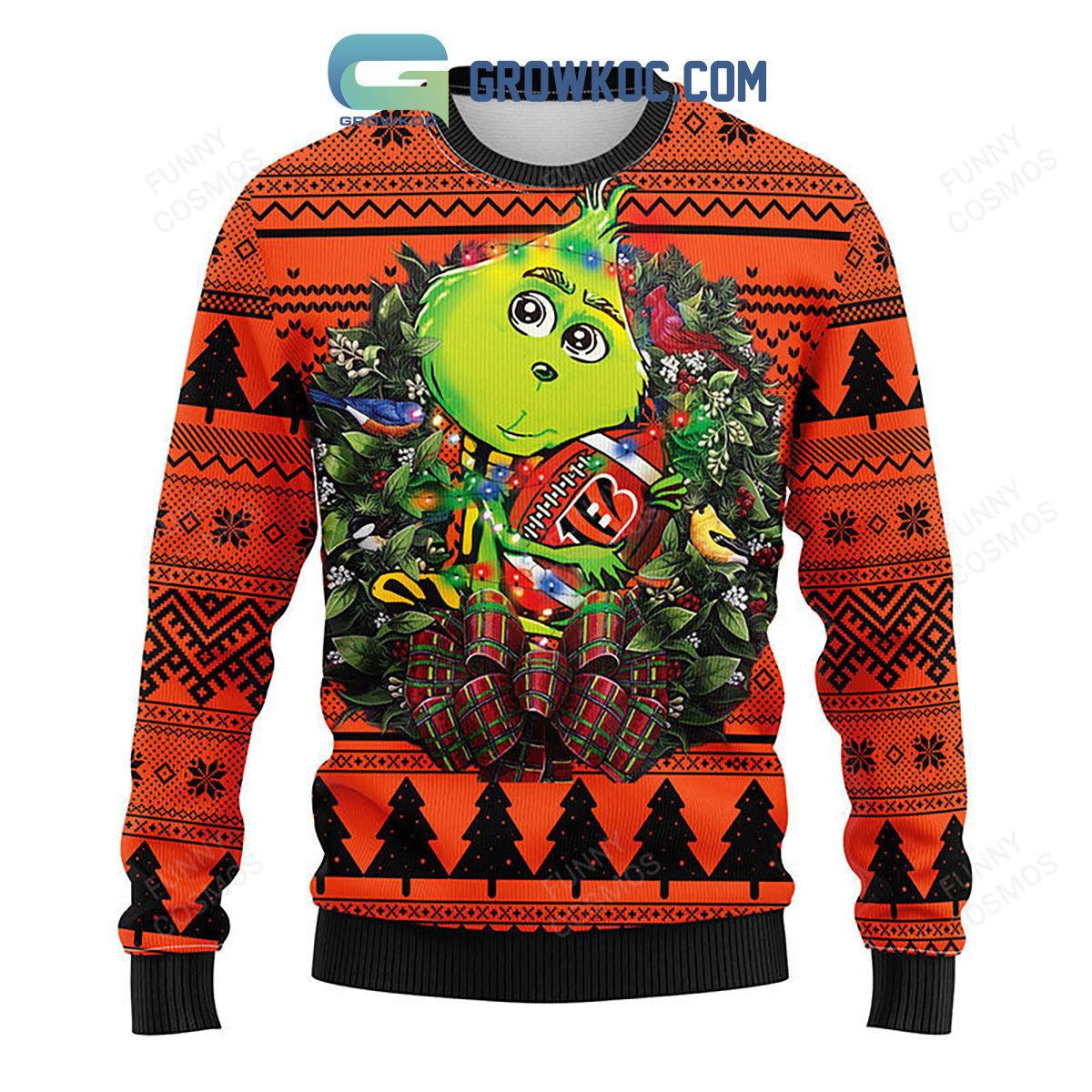 Cincinnati Bengals Grinch Hug Christmas Ugly Sweater2B1 vBsHZ