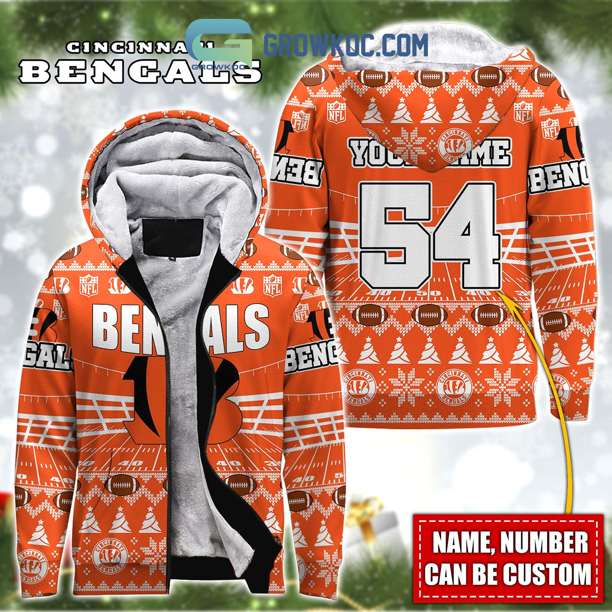 Cincinnati Bengals NFL Christmas Personalized Hoodie Zipper Fleece Jacket2B1 JoQ8E