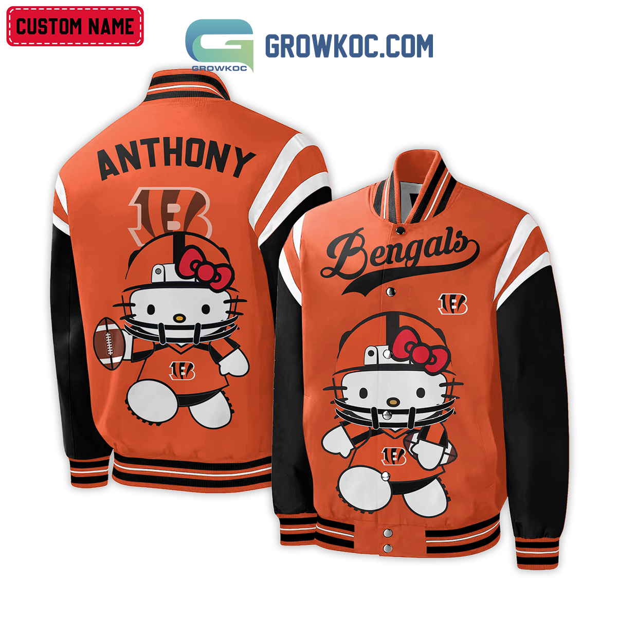 Cincinnati Bengals NFL Hello Kitty Personalized Baseball Jacket2B1 mqnLP