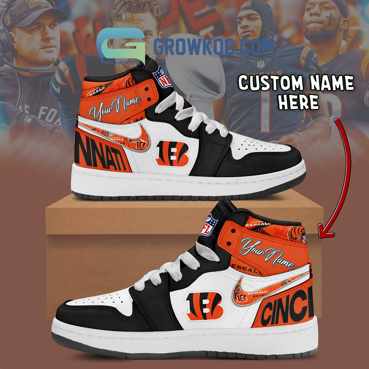 Cincinnati Bengals Personalized Air Jordan 1 High Top Shoes Sneakers2B1 WStVw