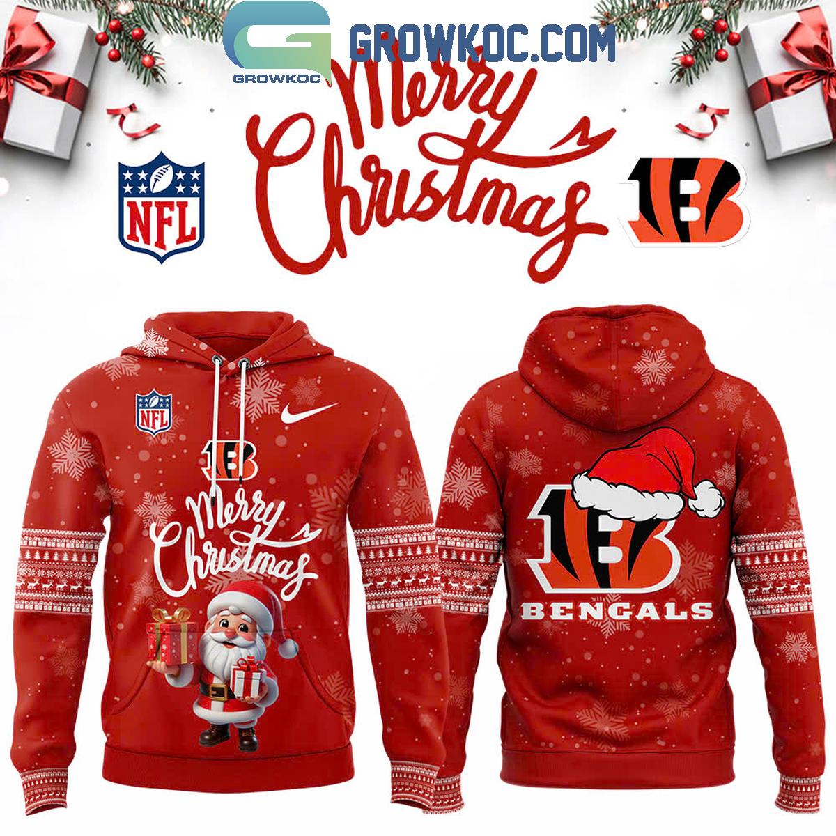 Cincinnati Bengals Santa Claus 2024 Merry Christmas Festive Hoodie T Shirt 1 vfnbH