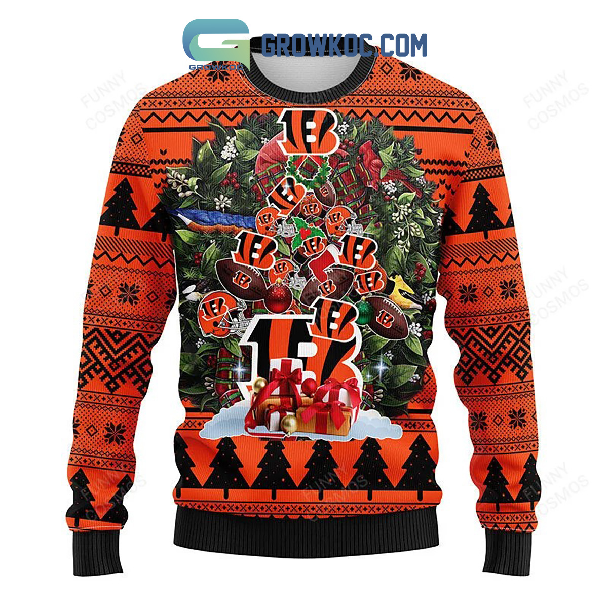 Cincinnati Bengals Tree Ugly Christmas Fleece Sweater2B1 tEhfq