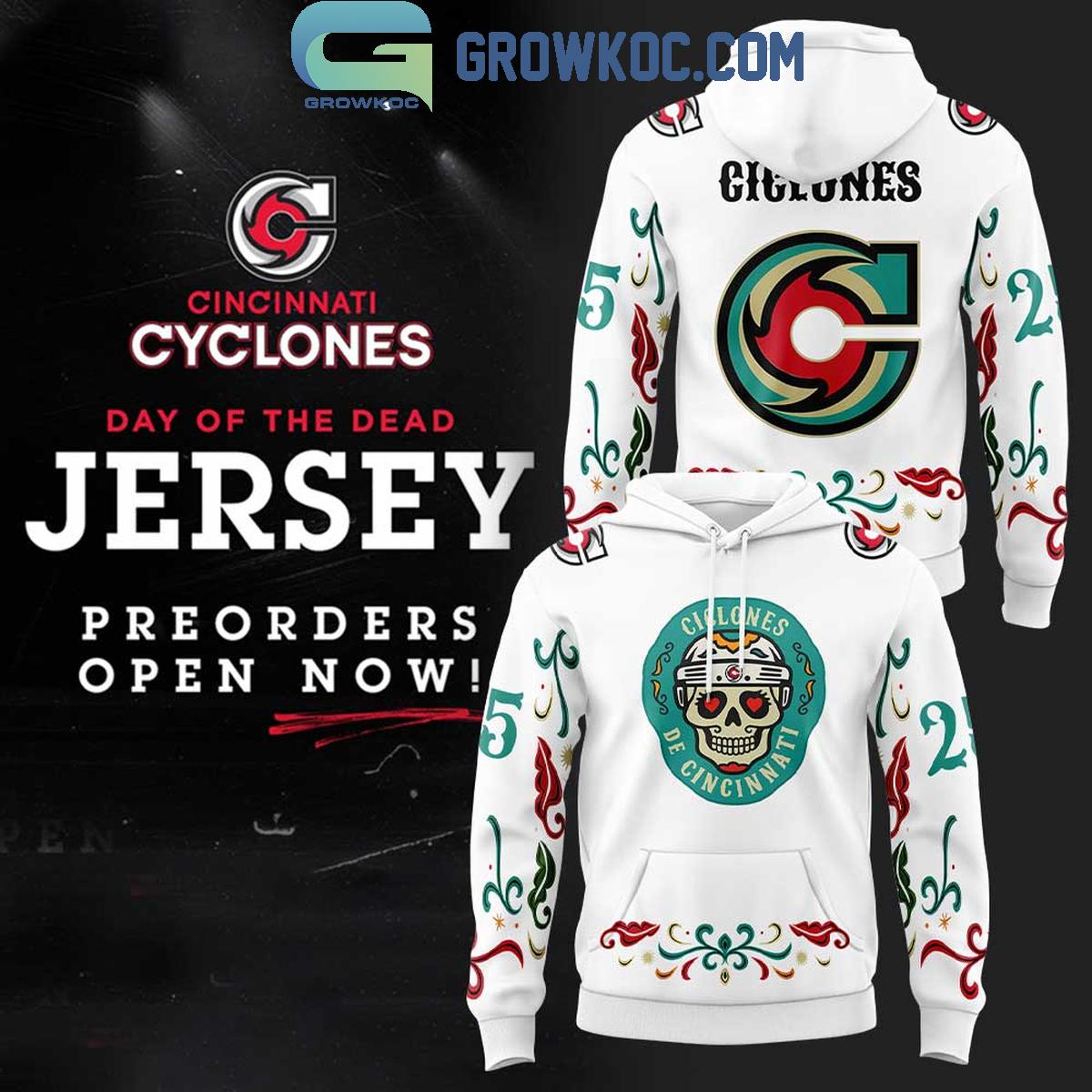 Cincinnati Cyclones Sublimated Day Of the Dead Hoodie Shirt 1 Zpcgk