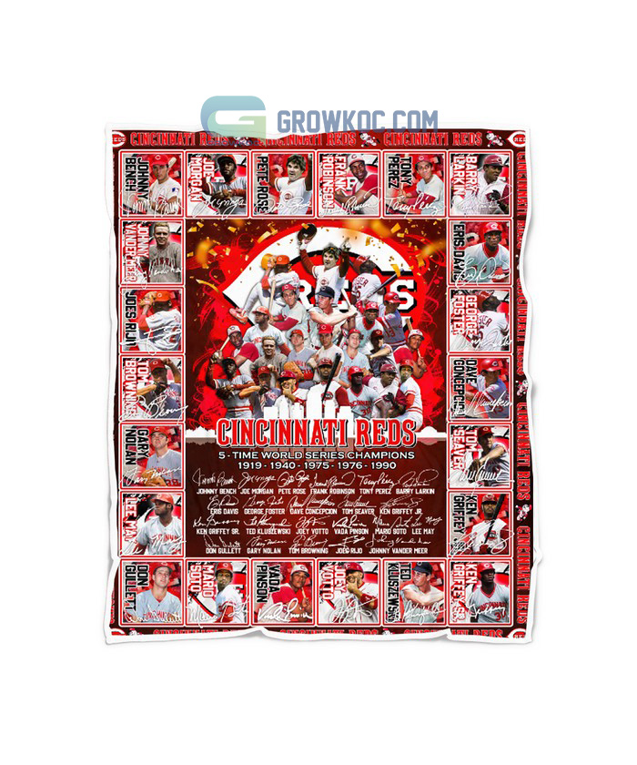 Cincinnati Reds 5 Time World Series Champions Legends Fleece Blanket Quilt