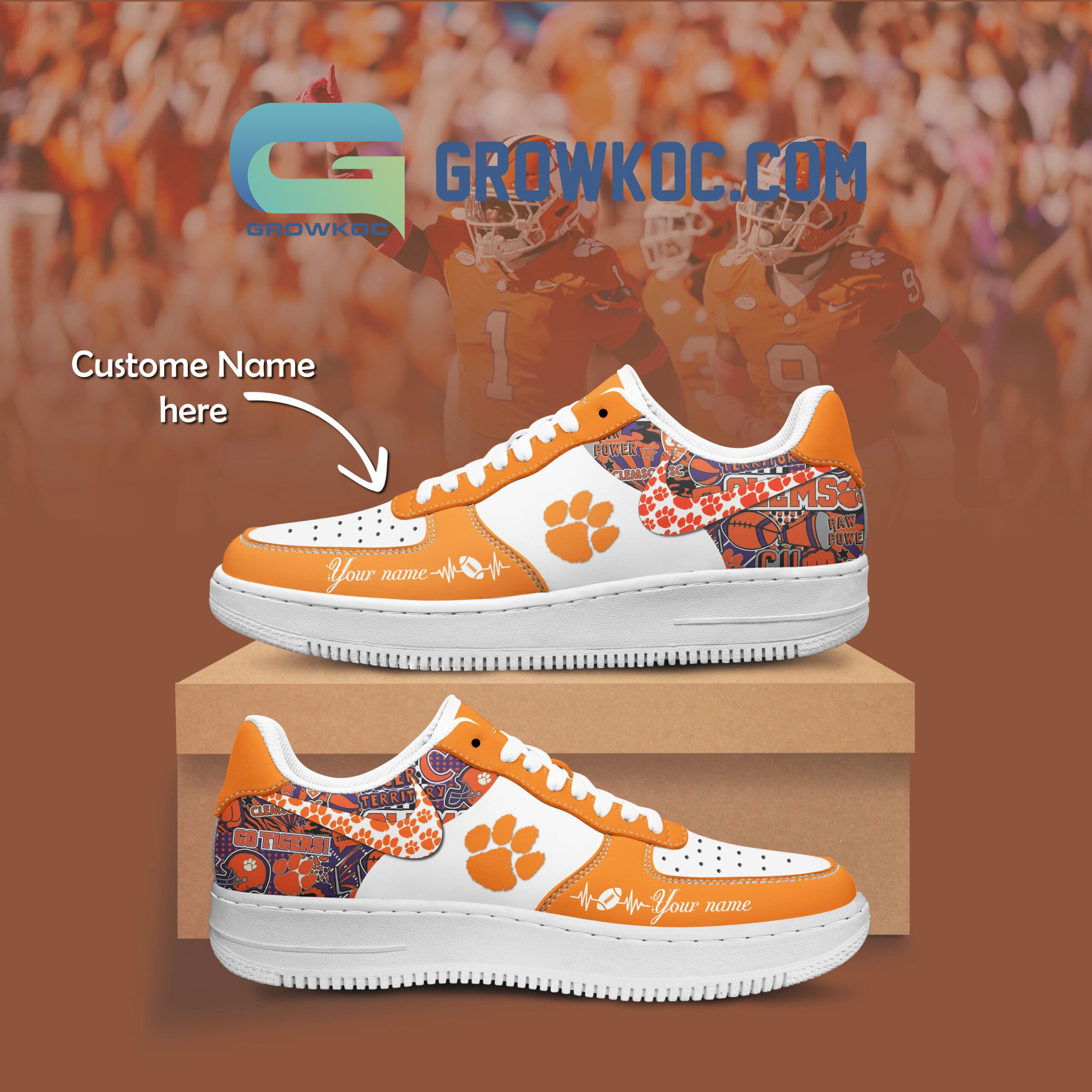 Clemson Tigers Personalized Air Force 1 Shoes2B1 I0Xda