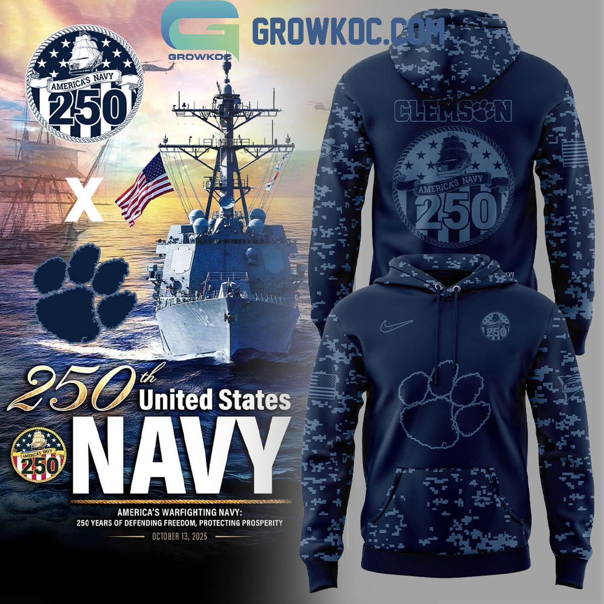Clemson Tigers x US Navy 250th Birthday Celebration Hoodie Shirt 1 TVPxO