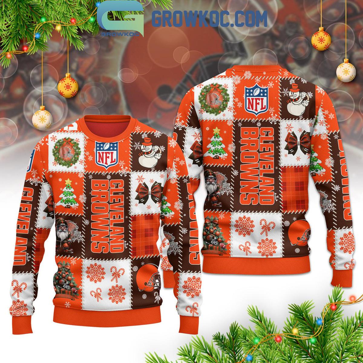 Cleveland Browns 2025 Seasons Greetings Christmas Celebration Ugly Sweater 1 px5YB