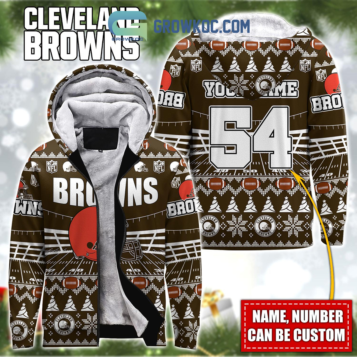 Cleveland Browns NFL Christmas Personalized Hoodie Zipper Fleece Jacket2B1 ZwbrE