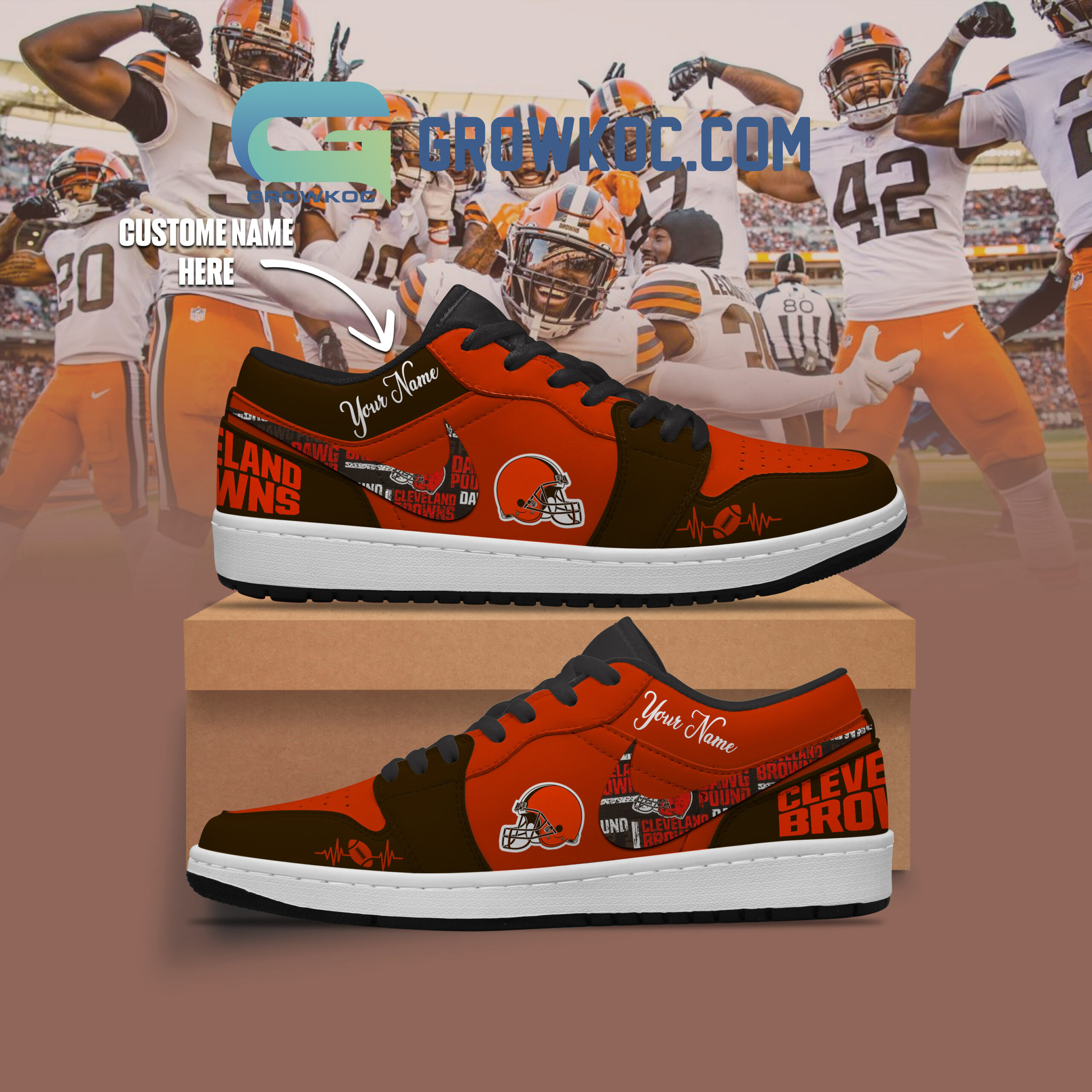 Cleveland Browns NFL Personalized Air Jordan 1 Shoes2B1 Q6xnO