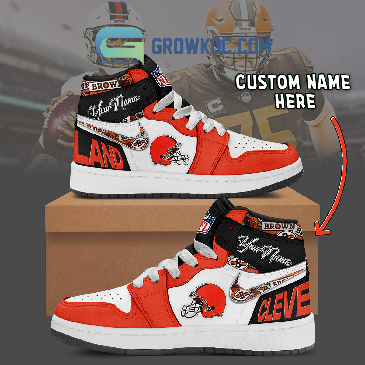Cleveland Browns Personalized Air Jordan 1 High Top Shoes Sneakers2B1 hhwGY