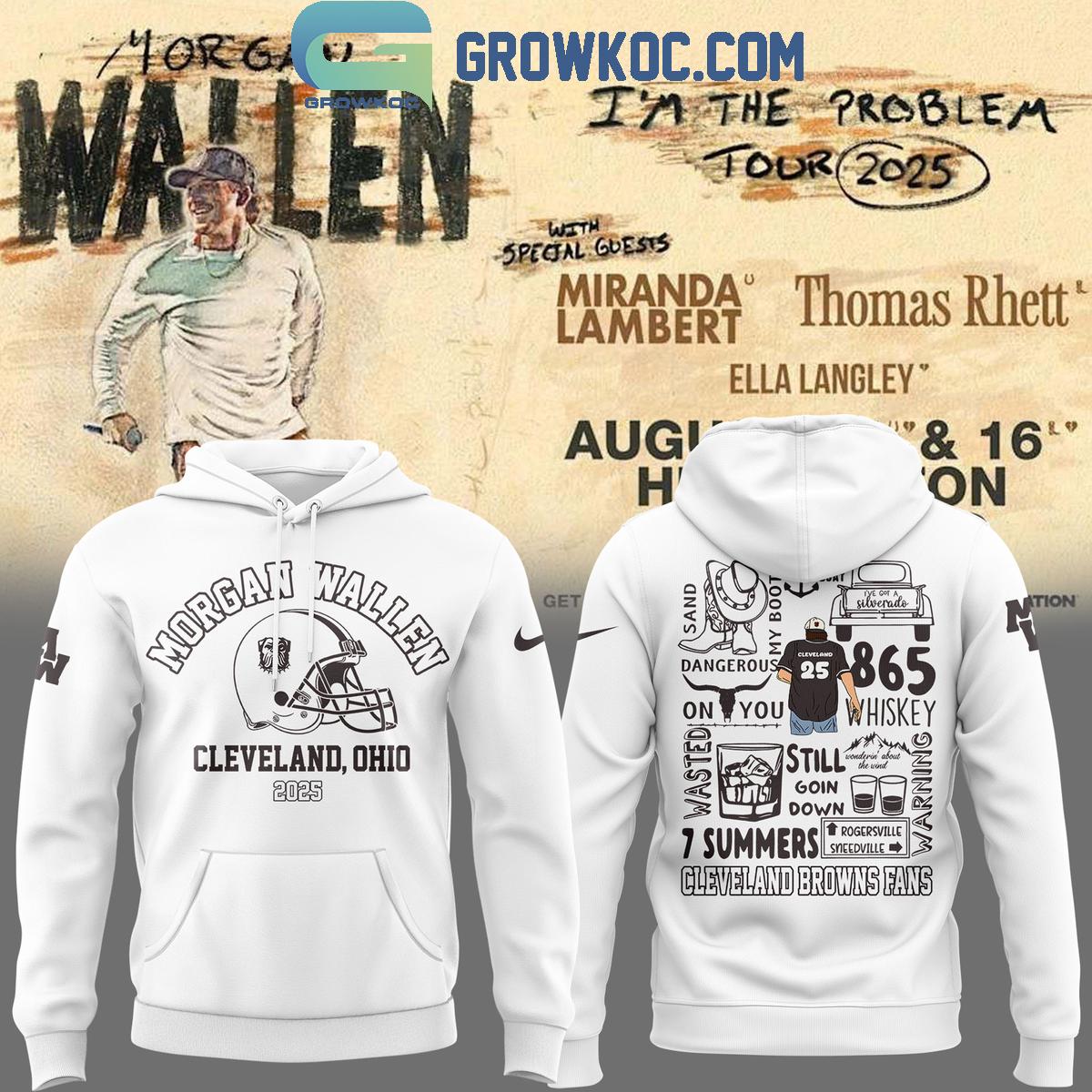 Cleveland Browns x Morgan Wallen Tour White Hoodie Shirt 1 aqm30