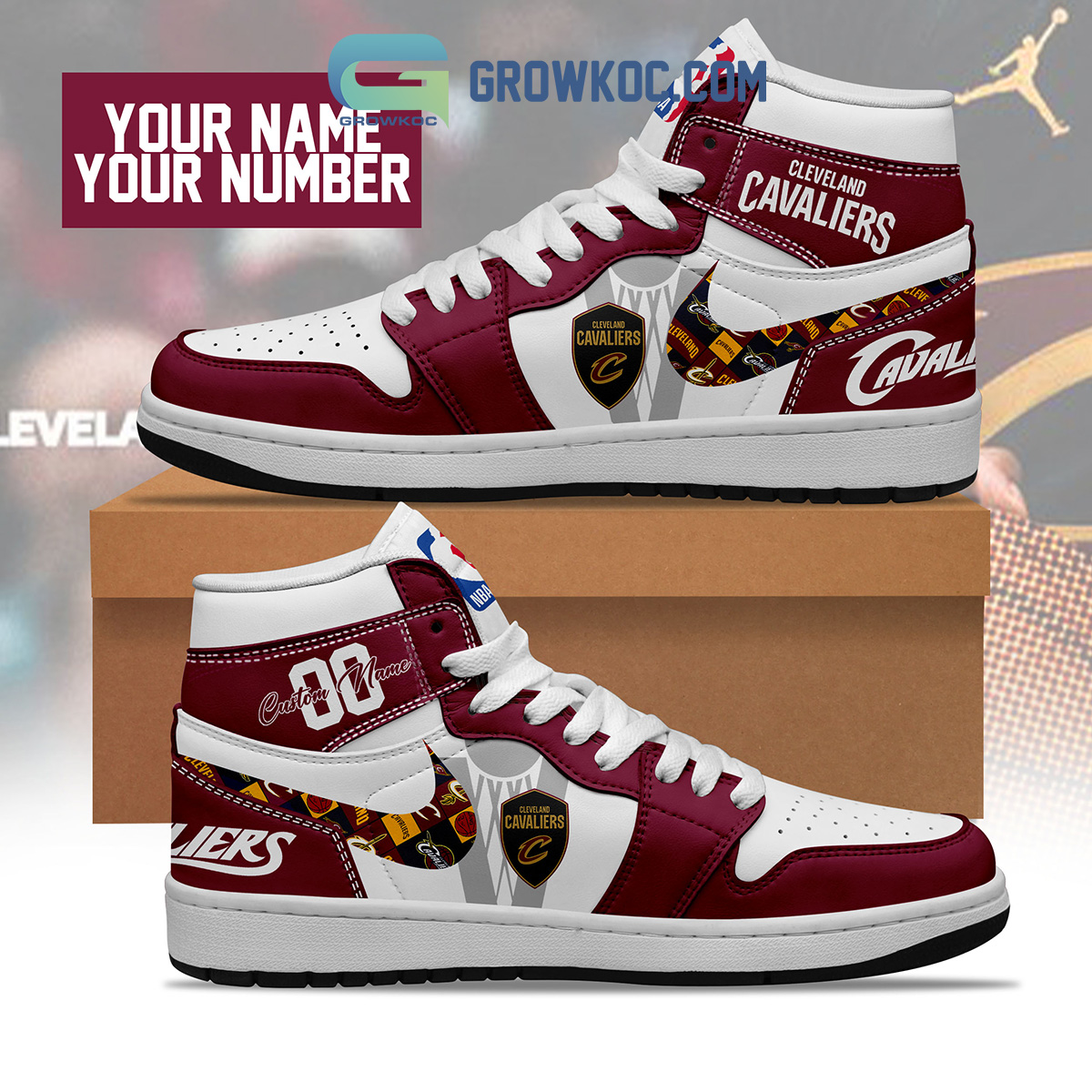 Cleveland Cavaliers NBA Personalized Air Jordan 1 Shoes2B1 Js97J