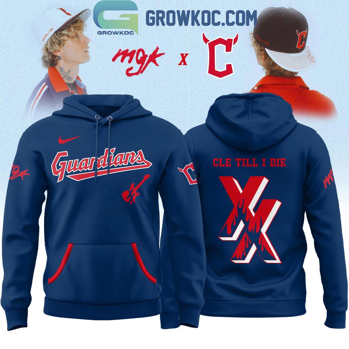 Cleveland Guardians x Machine Gun Kelly Cle Till I Die Navy Hoodie Shirt 1 a8d4W