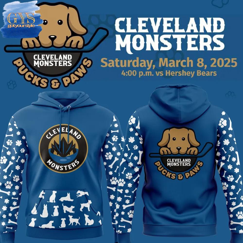 Cleveland Monsters Pucks And Paws Hoodie 2025 1