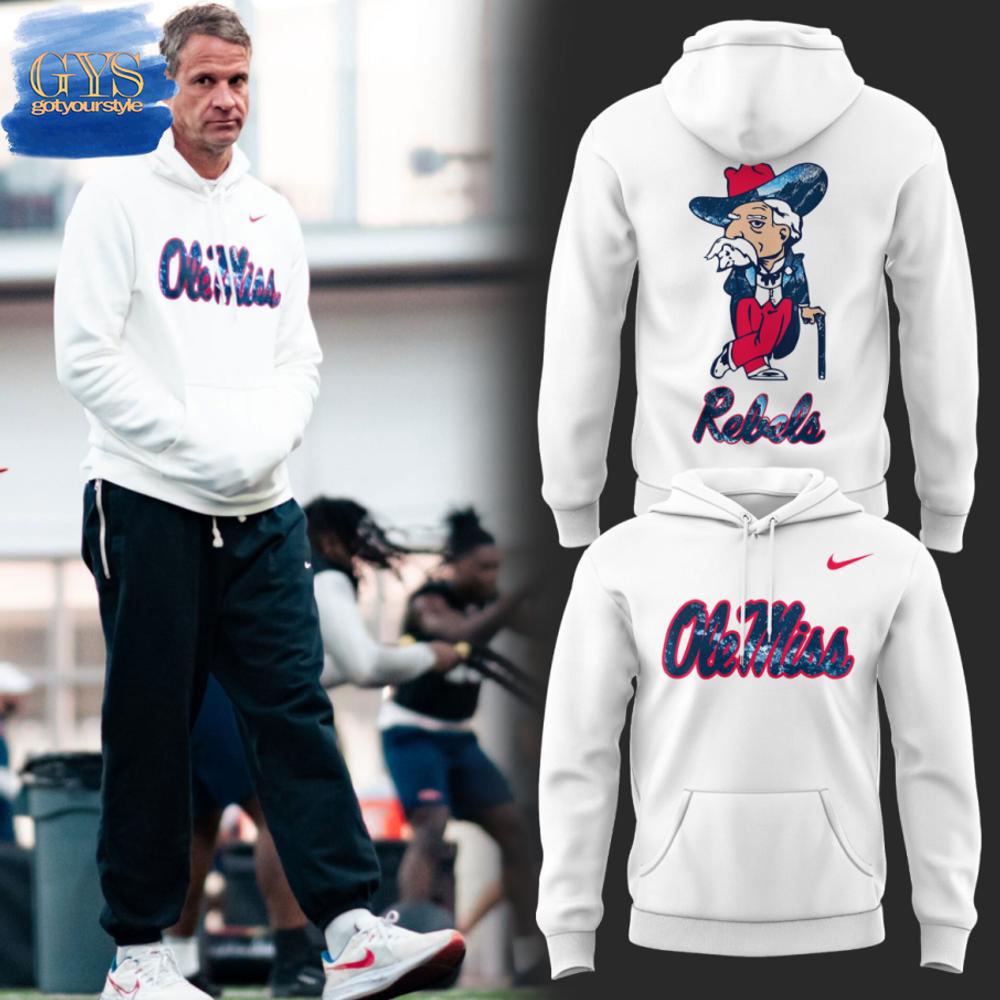 Coach Lane Kiffin Ole Miss White Hoodie 1
