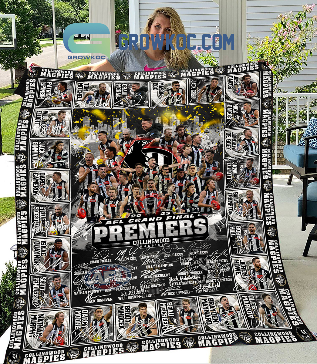 Collingwood Magpies AFL Grand Final Premiers 2023 Fleece Blanket Quilt2B1 dLPu0
