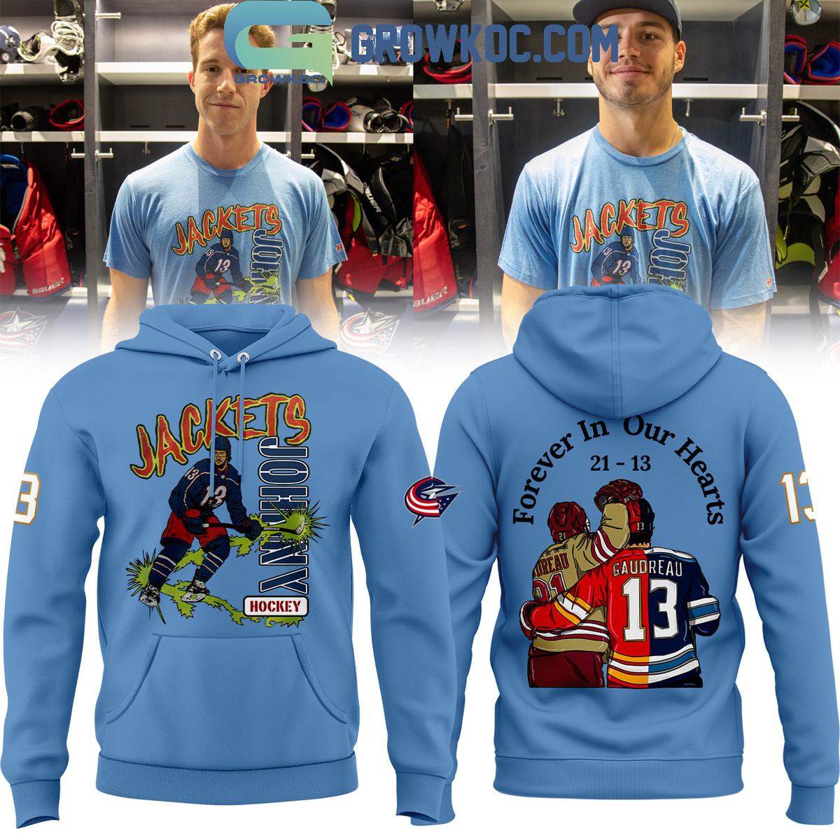 Columbus Blue Jackets Johnny Gaudreau Forever In Our Hearts Hoodie T Shirt 1 3e4P2
