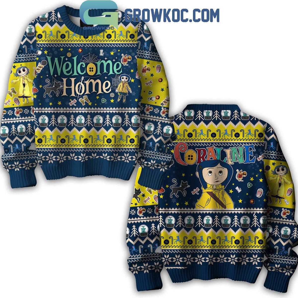 Coraline Welcome Home Christmas Halloween Ugly Sweater 1 dDIGv