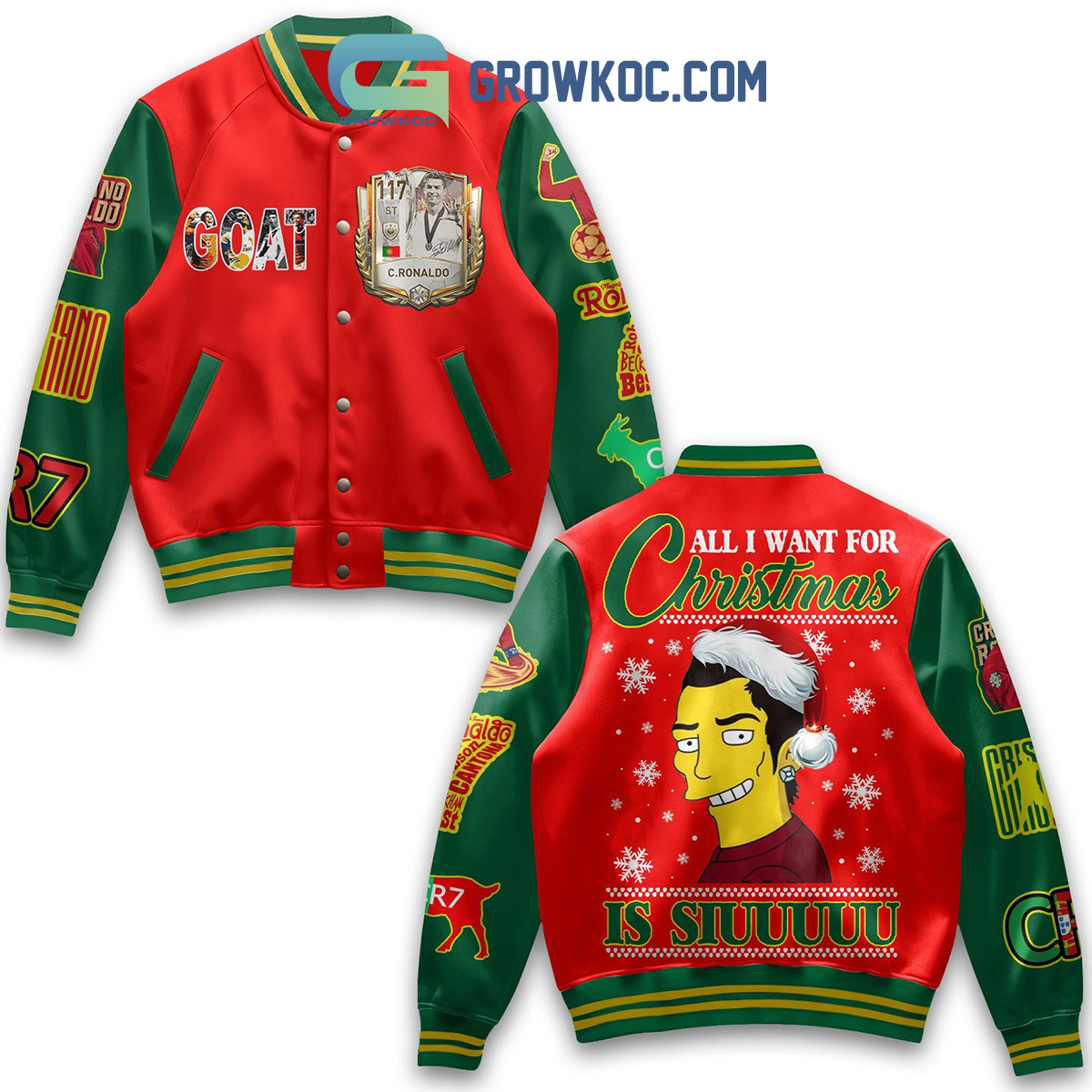 Cristiano Ronaldo The Simpson Siuu Is All I Want For Christmas Baseball Jacket2B1 5cBI9