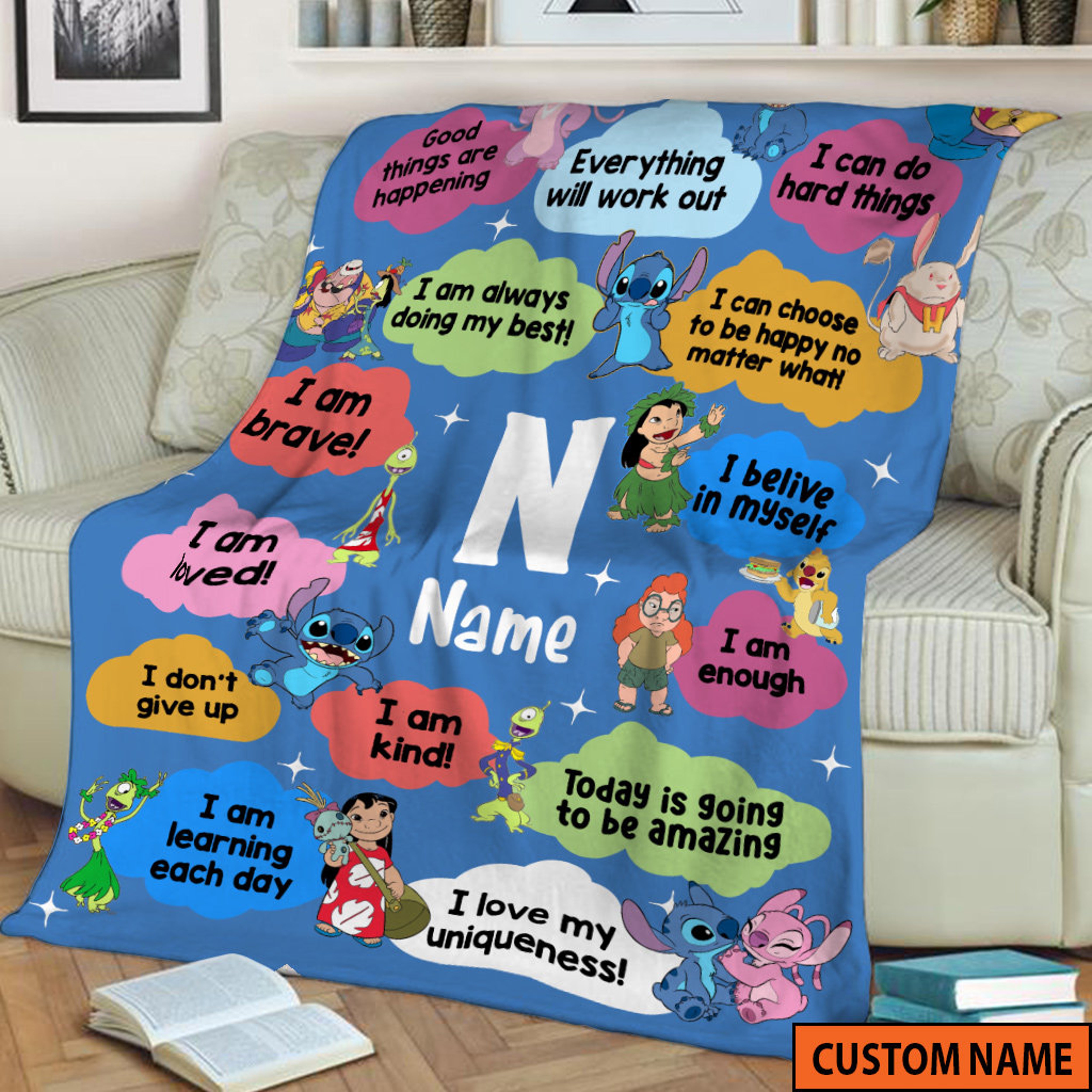 Custom Name Lilo Stitch Quilt Blanket Magic Kingdom Baby Shower Gift and Birthday Gift 1