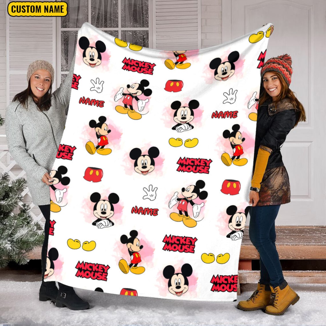 Custom Name Mickey Mouse Blanket Disneyland Mickey Mouse Birthday Gifts Baby Shower Blanket Mickey Head Fleece Blanket 0