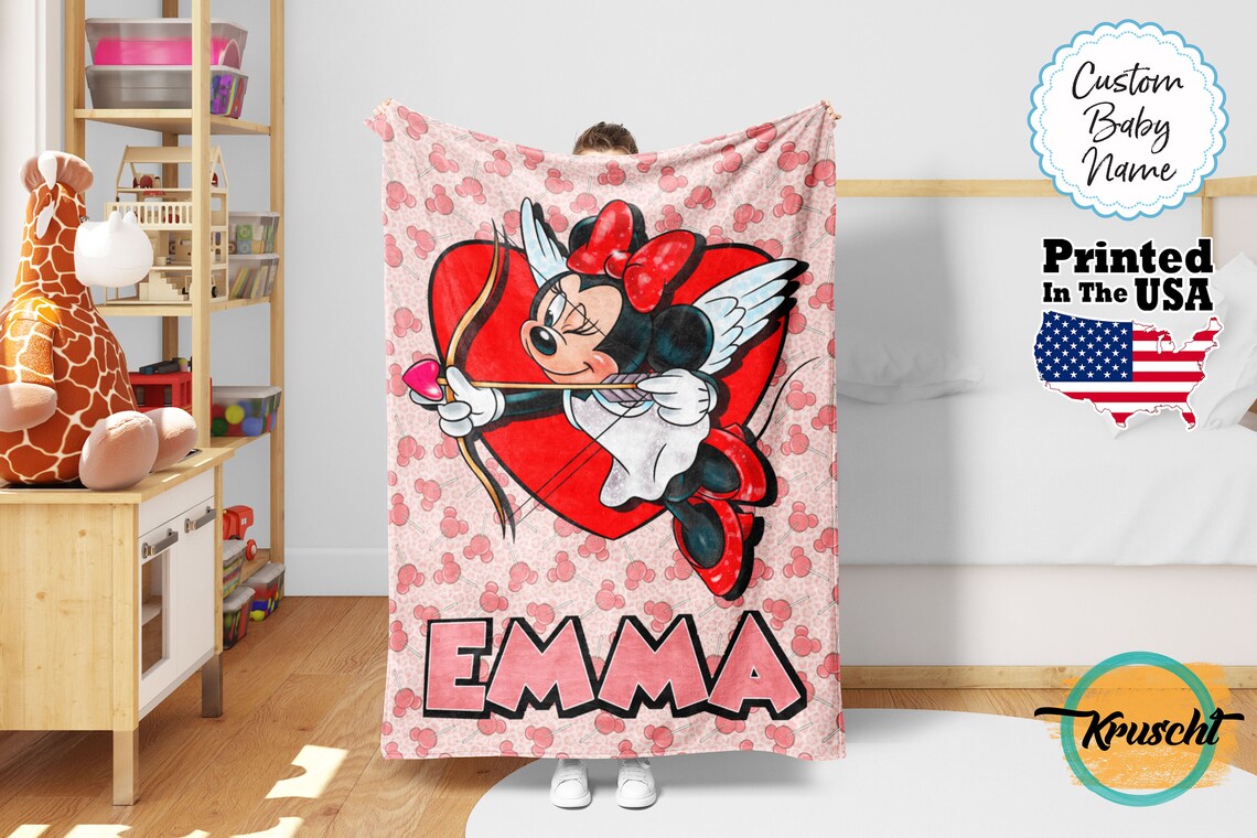 Custom Name Mouse Blanket Personalized Cartoon Baby Blanket Baby Blanket Birthday Gift 0