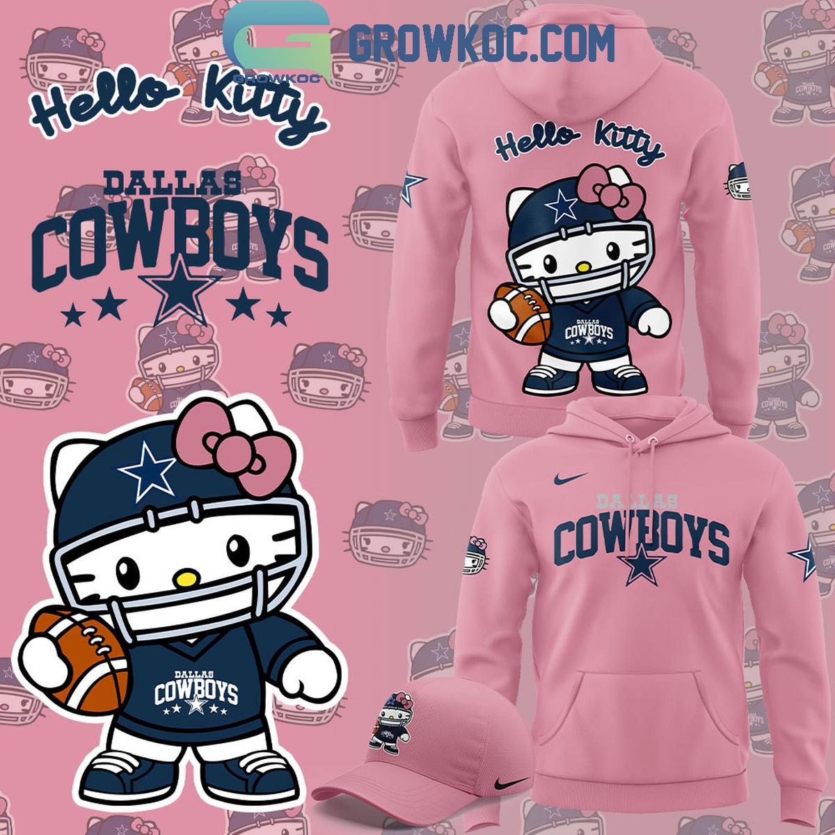 Dallas Cowboys 50th Anniversary Of Hello Kitty Pink Version Hoodie T Shirt 1 ILit2