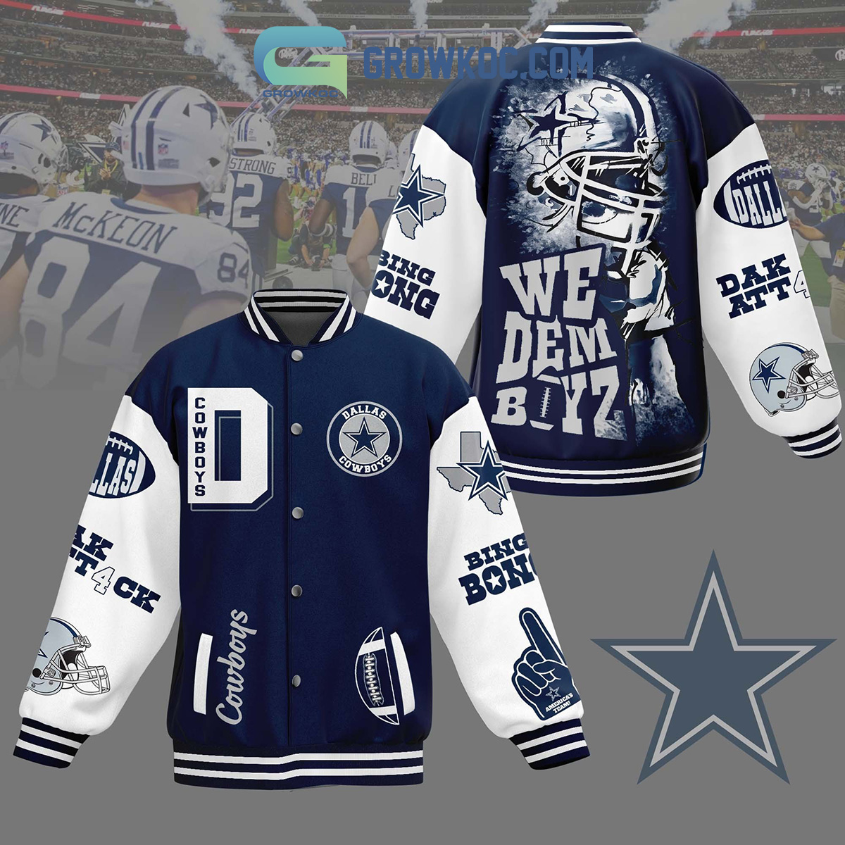 Dallas Cowboys Dak Attack Fan Baseball Jacket2B1 Tn9GE