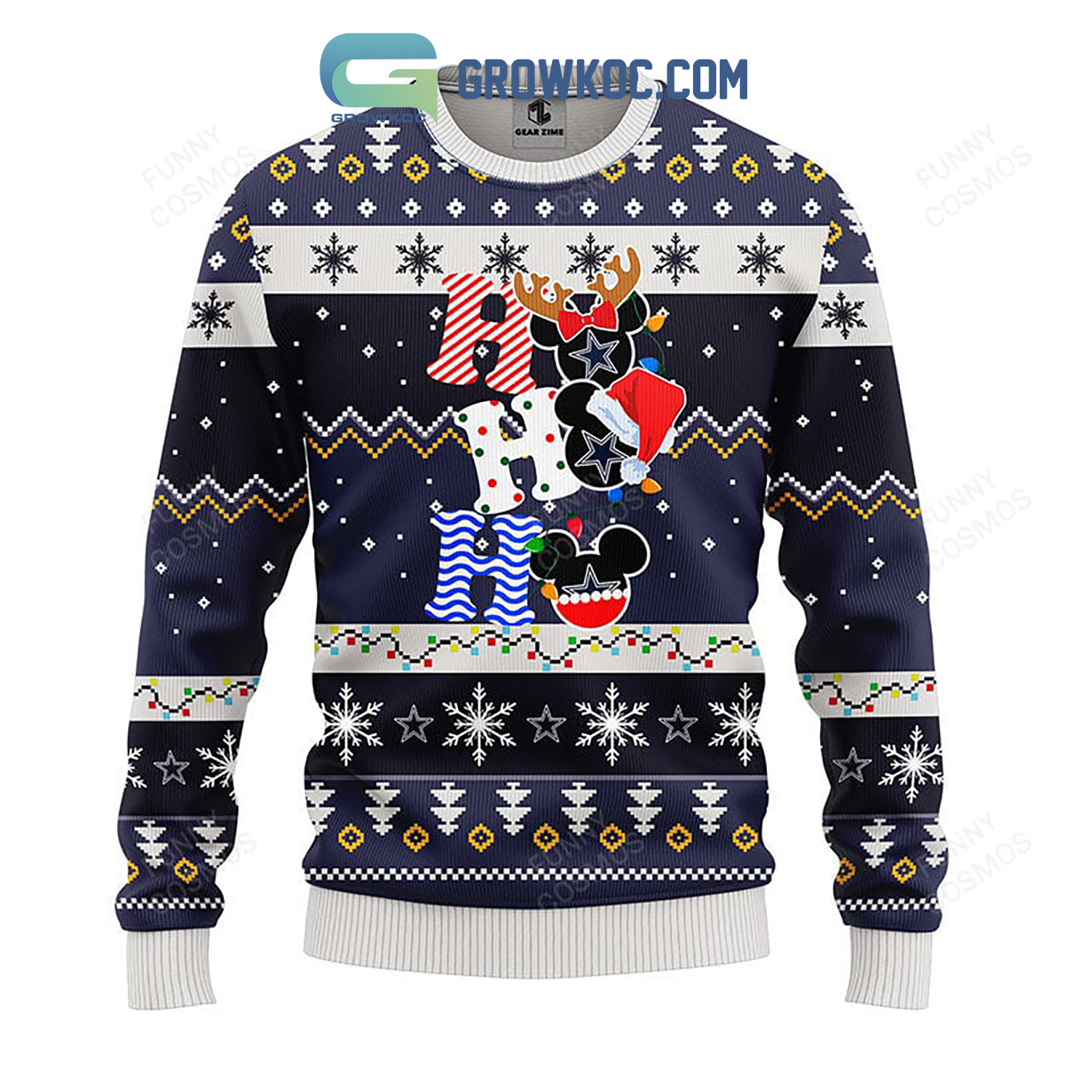 Dallas Cowboys HoHoHo Mickey Christmas Ugly Sweater2B1 f3GDa