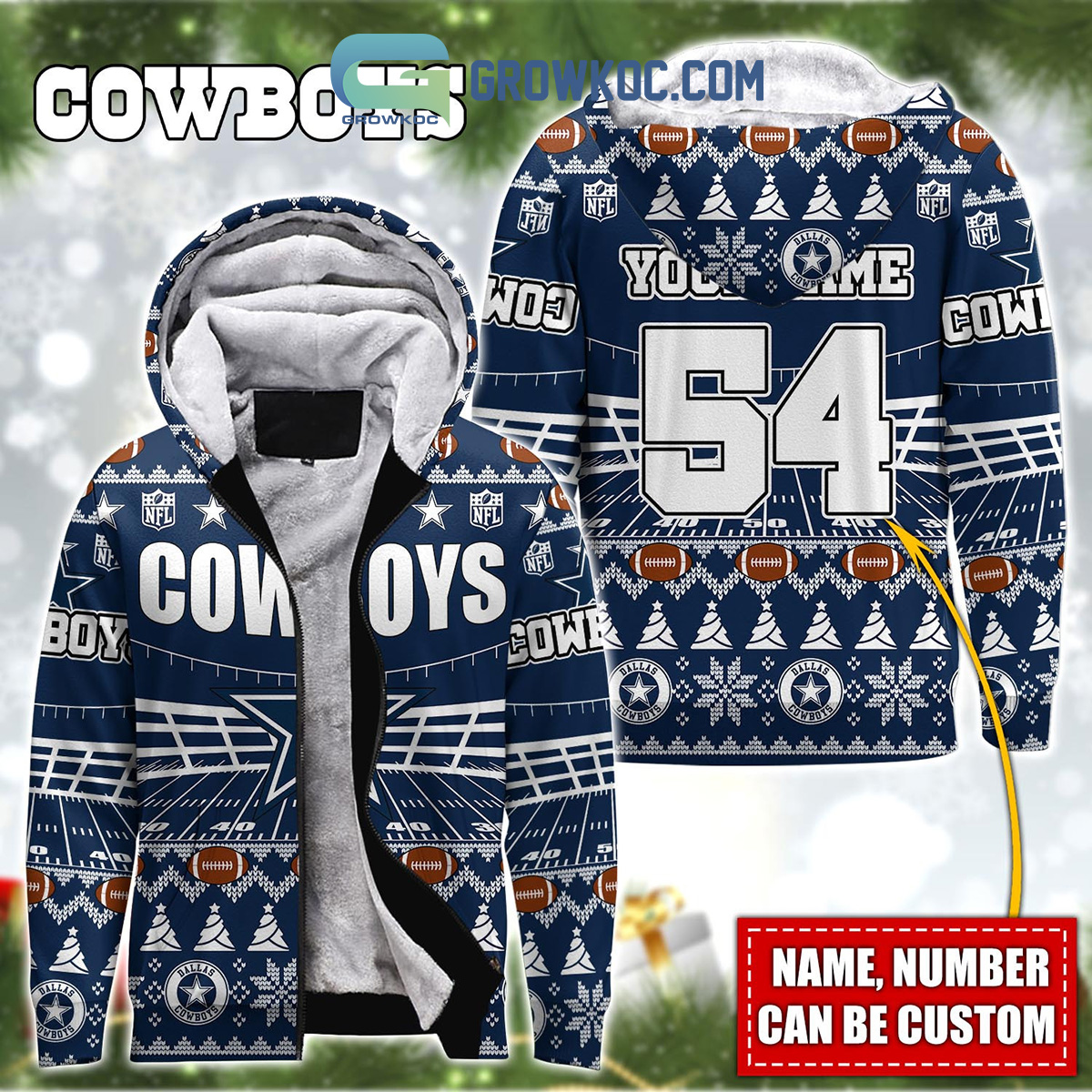 Dallas Cowboys NFL Christmas Personalized Hoodie Zipper Fleece Jacket2B1 hV91M