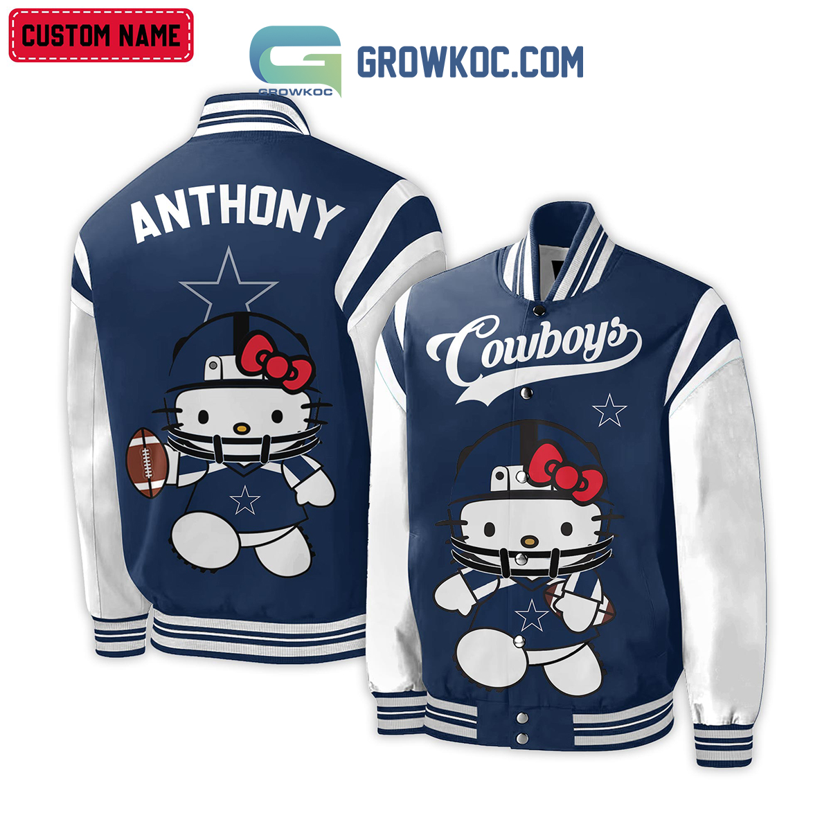 Dallas Cowboys NFL Hello Kitty Personalized Baseball Jacket2B1 a7XX4