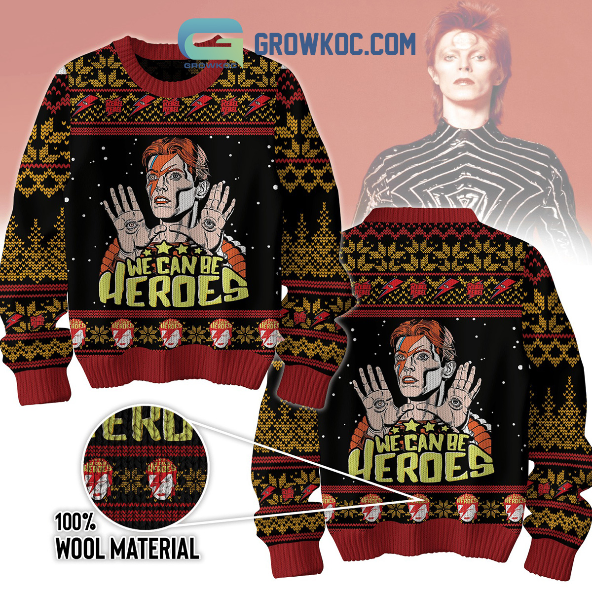 David Bowie We Can be Heroes Ugly Sweater2B1 DiFpy
