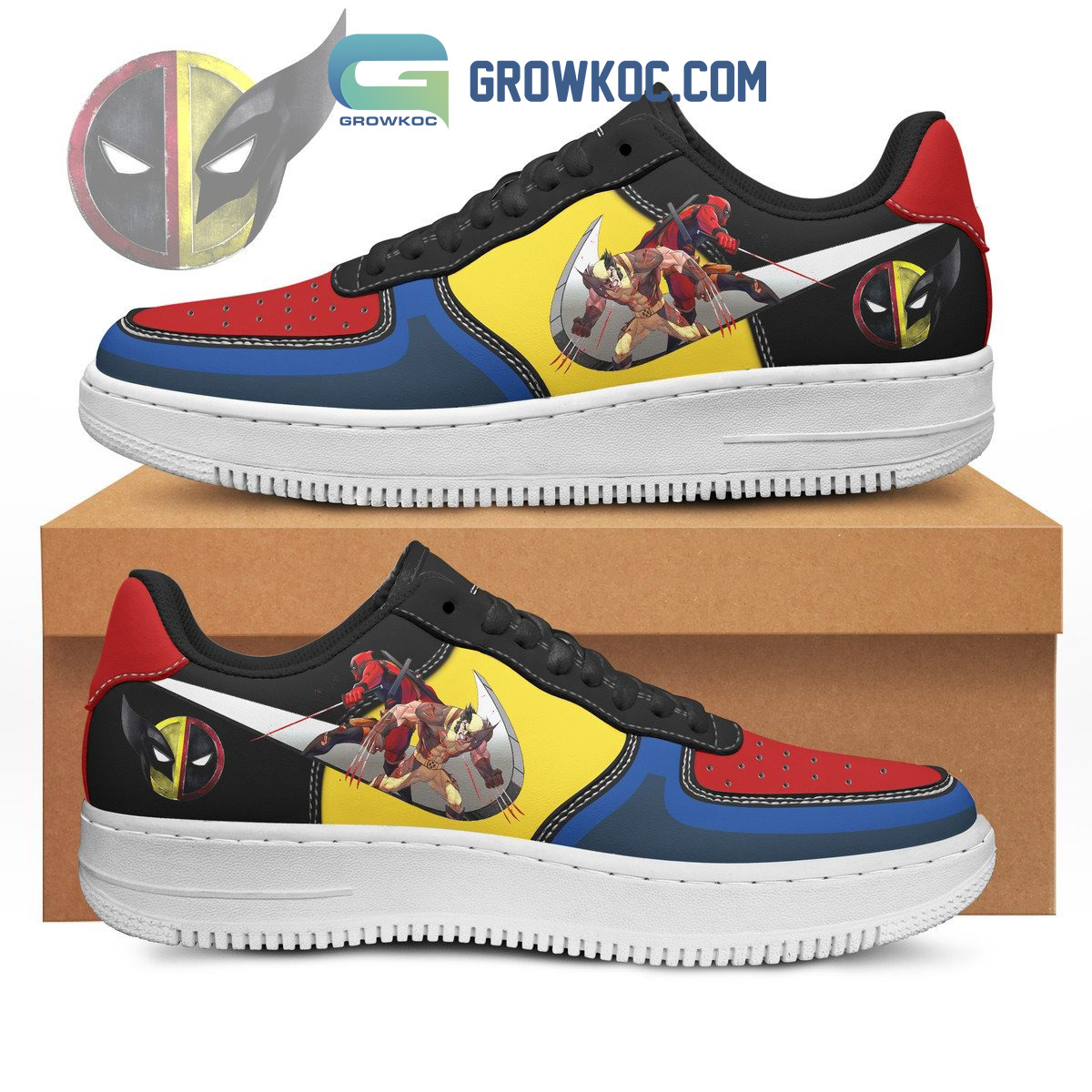 Deadpool And Wolverine Fighting Villian Fan Design Air Force 1 Shoes2B1 Gu1dE