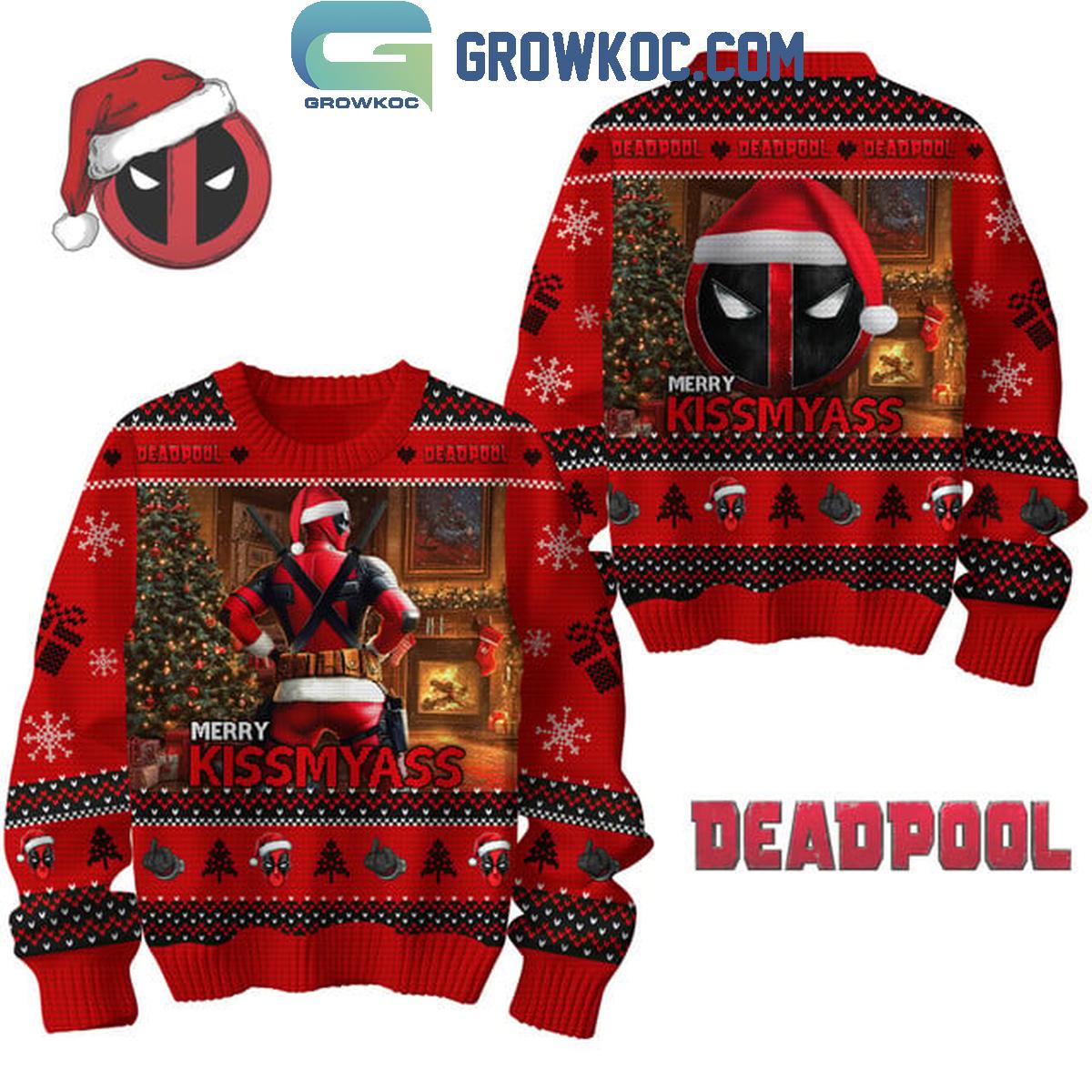 Deadpool Merry Kiss My Ass 2024 Christmas Ugly Sweater 1 T7FRm