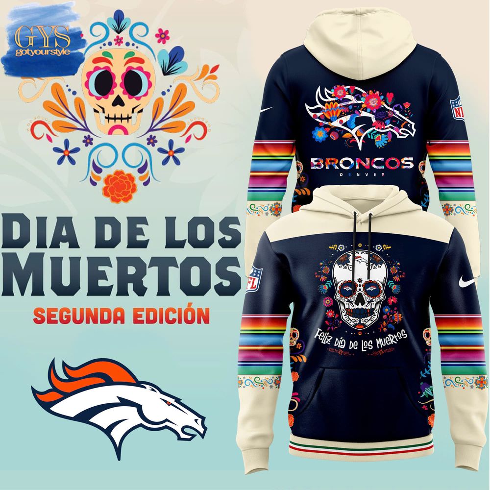 Denver Broncos 2024 NFL Day Of The Dead Premium Limited Pullover Hoodie 1