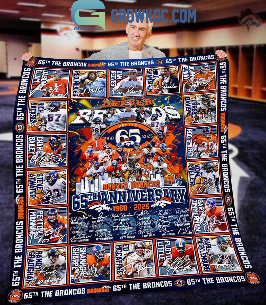 Denver Broncos 65th Anniversary 1960 2025 Fleece Blanket Quilt 1 sHOzo