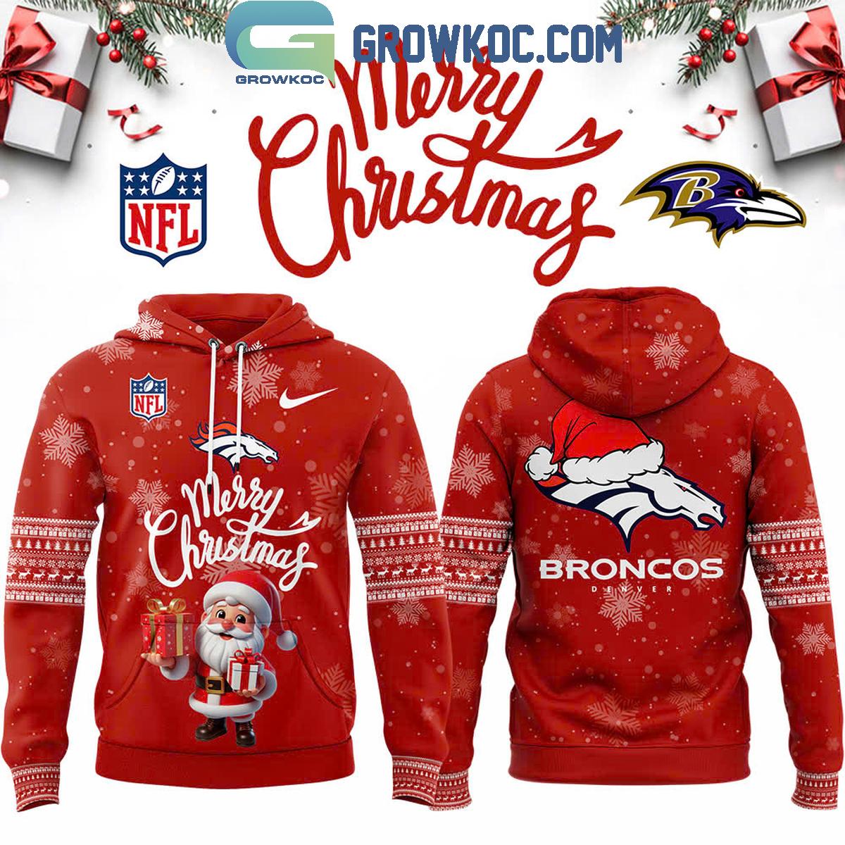 Denver Broncos Santa Claus 2024 Merry Christmas Festive Hoodie T Shirt 1 E4BjU