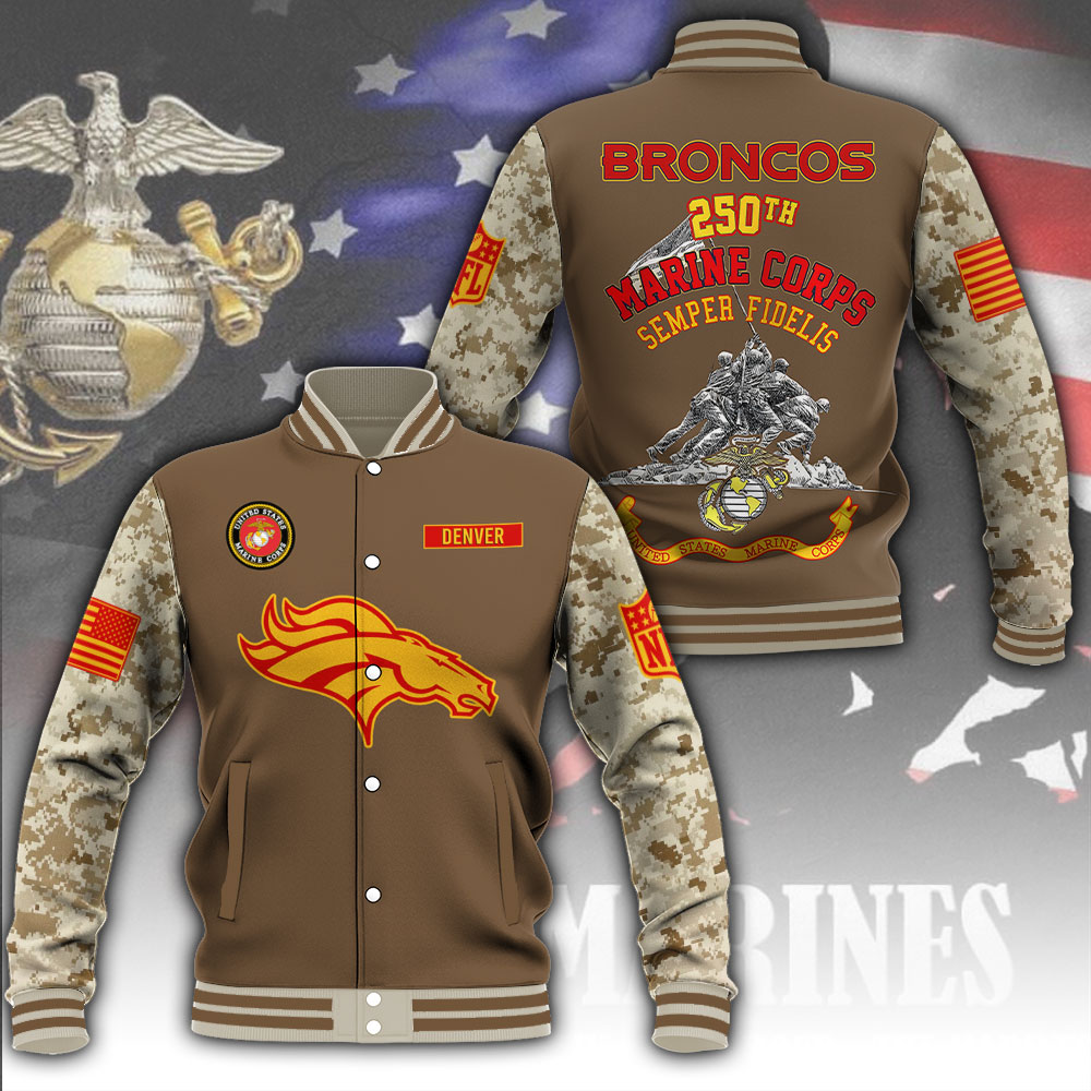 Denver Broncos x US Marine Corps 250th Anniversary Varsity Jacket MAITM12780