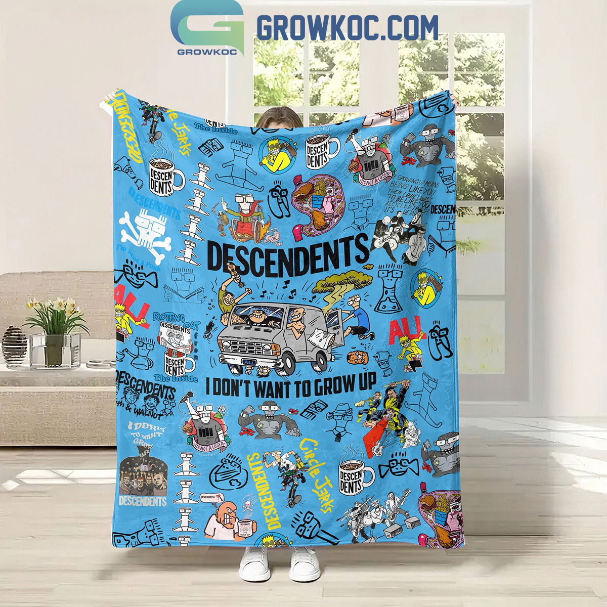 Descendents I Dont Want To Grow Up Music Blue Design Fleece Blanket Quilt2B1 MbaaD
