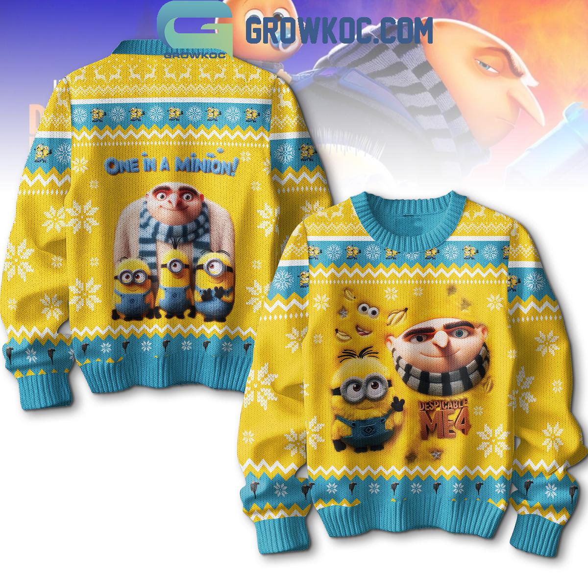 Despicable Me One In Minion Christmas Ugly Sweater 1 4GrMl