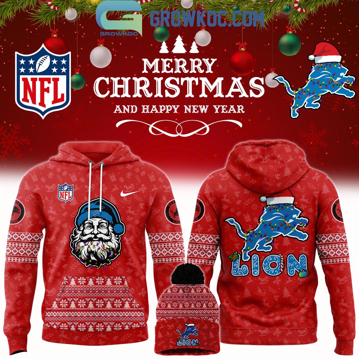 Detroit Lions 2024 Christmas Santa Claus For Lions Hoodie T Shirt 1 QkXux