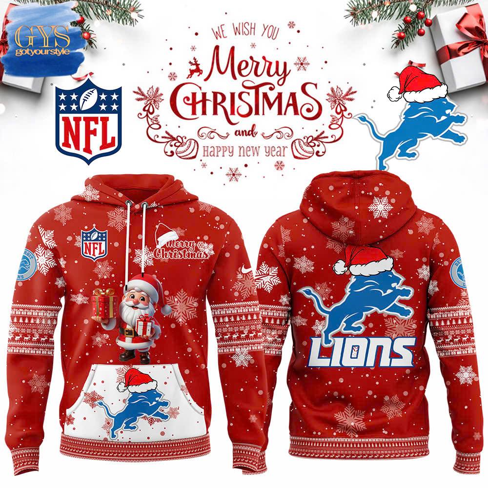Detroit Lions 2024 Merry Christmas Premium New Limited Pullover Hoodie 1