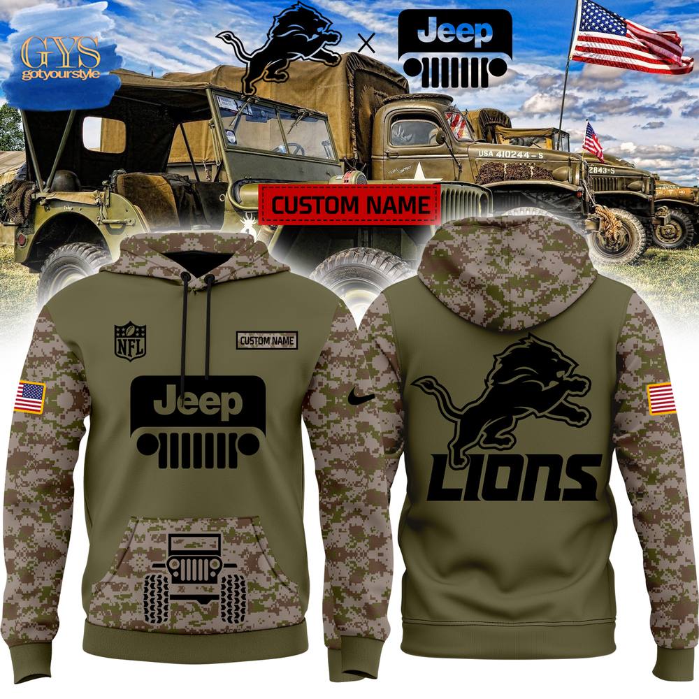 Detroit Lions 2024 NFL x Jeep Camo Limited Edition Unisex Hoodie 1