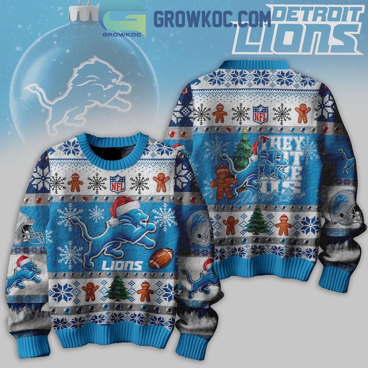 Detroit Lions 2024 They Not Like Us Lions Christmas Ugly Sweater 1 beCUD