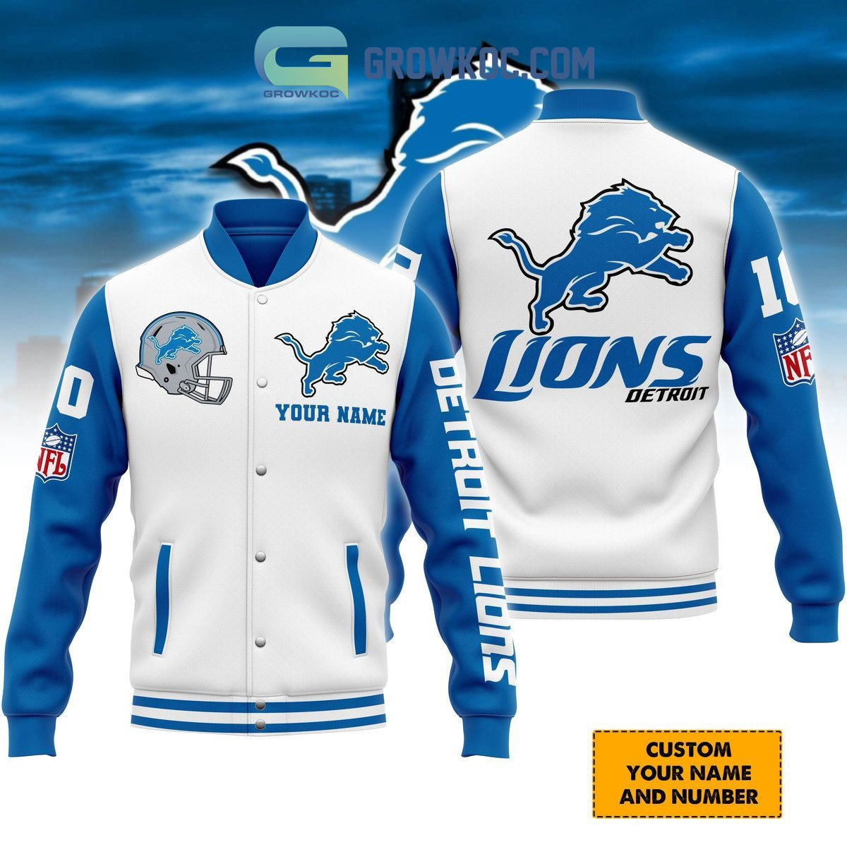 Detroit Lions Dream Team Personalized Baseball Jacket2B1 NSaJu